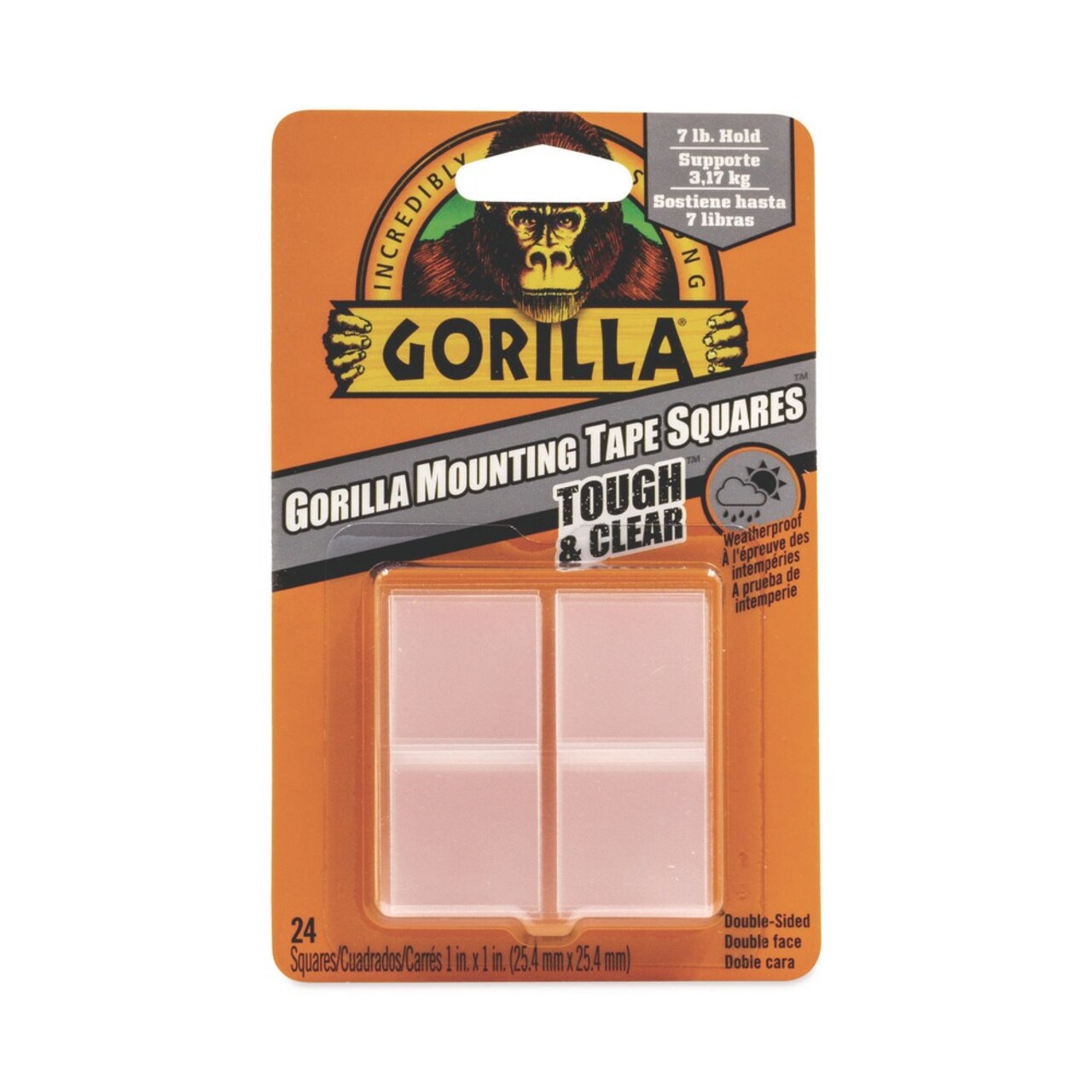 Gorilla Glue Tough and Clear 1 in. x 1 in. Double-Sided Mounting Tape Squares - Clear (24/Pack)
